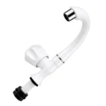 Angle view of elegant white plastic sink cock faucet