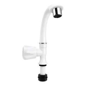 Side view of a premium plastic sink cock water faucet
