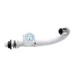 Horizontal view of a premium white plastic sink cock tap for the kitchen and wash basin