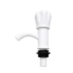 Left angle view of white RPUNEET plastic pillar cock faucet