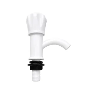 Front view of RPUNEET premium white plastic pillar cock tap