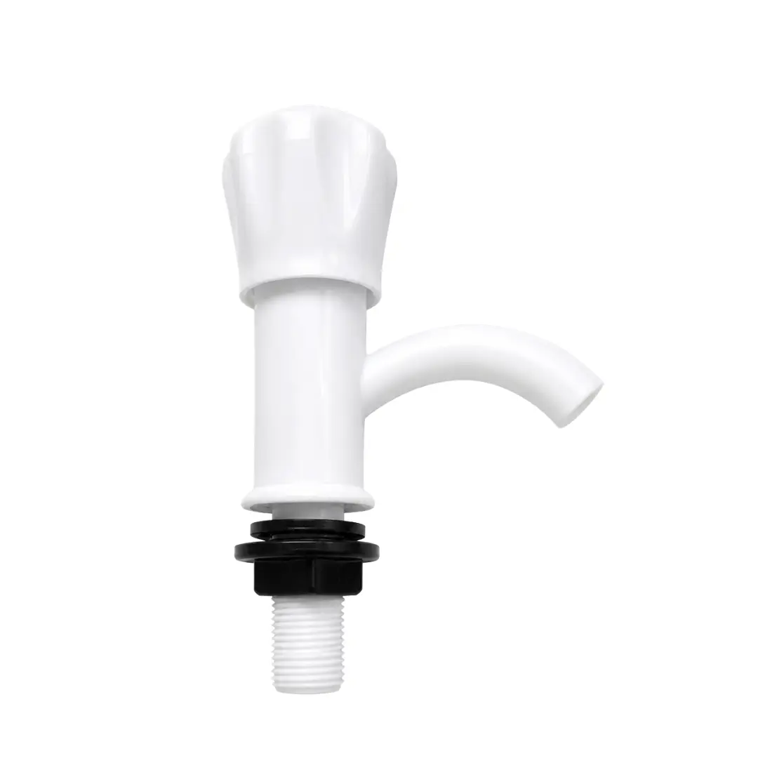 Front view of RPUNEET premium white plastic pillar cock tap
