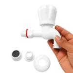 RPUNEET short bib cock tap shown in hand for size reference